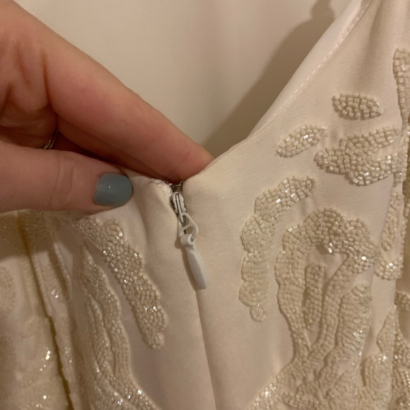 Nicole Miller Annabel Wedding Gown Size 12 Off White Beaded Silk $2k Originally! - Picture 9 of 14